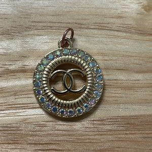 Chanel Charm for Necklace Gold CC Iridescent Sparkle Authentic